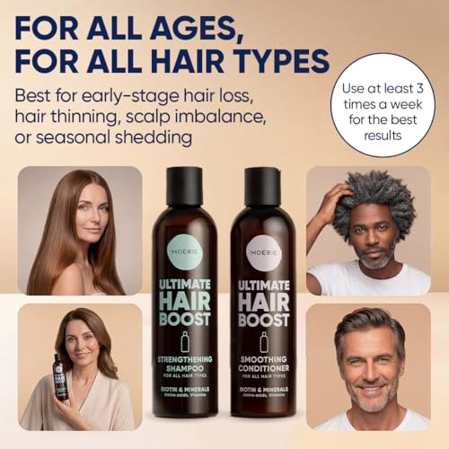 MOÉRIE Mineralshampoo und Haarspülung-Set für längeres, dickeres und volleres Haar – vegane Haarprodukte, parabenfreie Haarprodukte, alle Haartypen, kehren Haarausfall um – 2 x 8,5 fl oz 251 ml