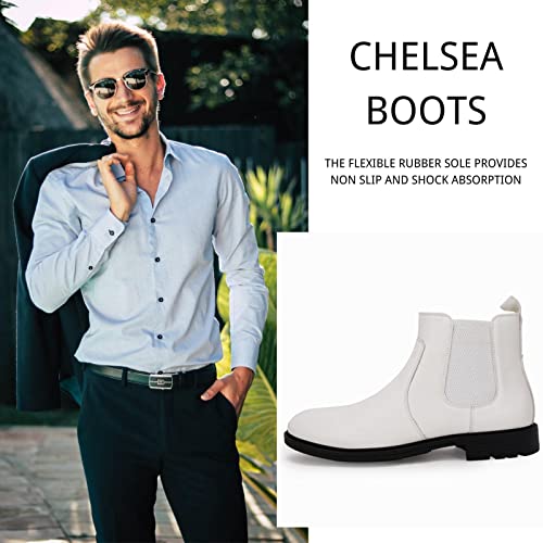 Men's Ankle Boots Chelsea Round Toe Slip on Waterproof Faux Leather Classic Dress Booties for Men4