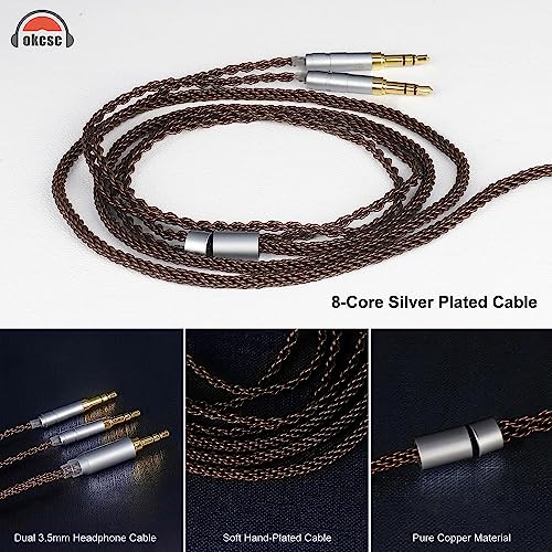 OKCSC ZT8 Dual 3.5mm to 3.5mm Headphone Cable for Hifiman Sundara/ANANDA-BTHE4XX/HE-400i/560/OneOdio Pro-10,8 Core OFC 3.5mm Headphones Extension aux cable for AGPTEK HA1/FiiO K3/BTR5-B/BTR3K/Q3/M11-B - Image 3
