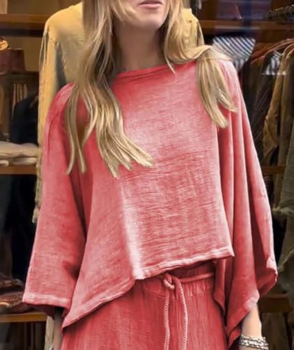 SOMTHRON Women's 2 Piece Outfits Casual Skirt Sets Long Sleeve Crop Tops Irregular Midi Skirts Matching Outfits3