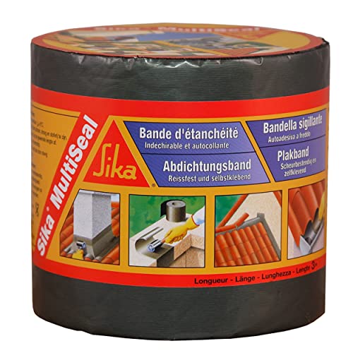 Sika Multiseal Gris, Bande d'étanchéité autocollante résistante à la déchirure, aux intempéries, multi-supports, 100mm x 3m