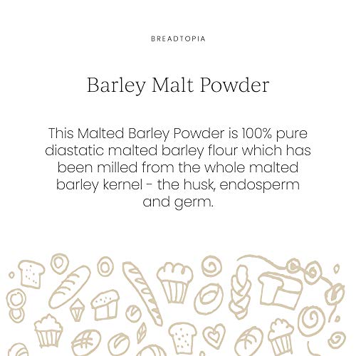 Breadtopia Organic Diastatic Malt Powder 8 Oz. | Non-Gmo Malted Barley Flour | No Additives, No Sugar, & No Fillers | Milled From Whole Malted Barley Kernel | #TOP3