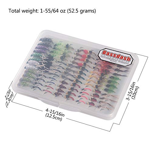 Image of BASSDASH Fly Fishing Flies Kit Fly Assortment Trout Bass Fishing with Fly Box with Dry /Wet Flies, Nymphs, Streamers, Popper