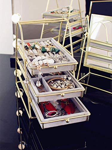 GIAO Organizador De Joyería Colgante De Estantehand-Held Steps Jewelry Collection Rack Three-Tier Storage Box Simple Creative Jewelry Box Earrings Necklace Jewelry Rack