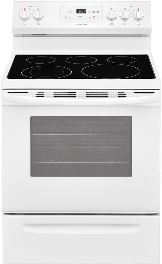 FFEF3054TW 30"" Freestanding Electric Range with 5.3 cu. ft. Capacity 2 Oven Racks Storage Drawer 5 Heating Elements and Self Clean Function in White