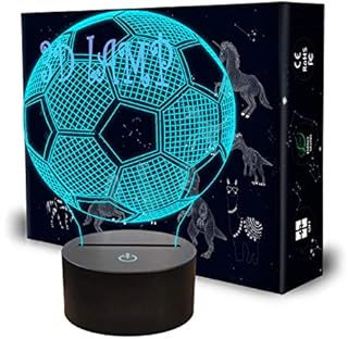QpenguinBabies Football 3D Lamp, 3D Night Light for Boys, Football Bedside Light 7 Colors Change, Football Gifts for Boys Kids Adults