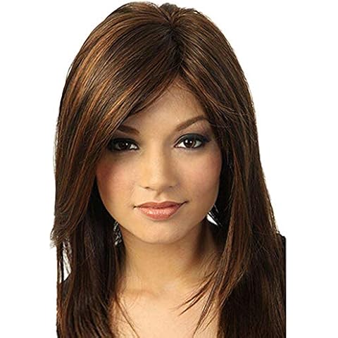 AILIEE Wig for Women Synthetic Brown Girl Natural Party Wig Long Full Straight Hair Fashion Synthetic Wig Lace Front Wig Halloween Cosplay Wigs Fancy Dress Joe Exotic Wig Cover