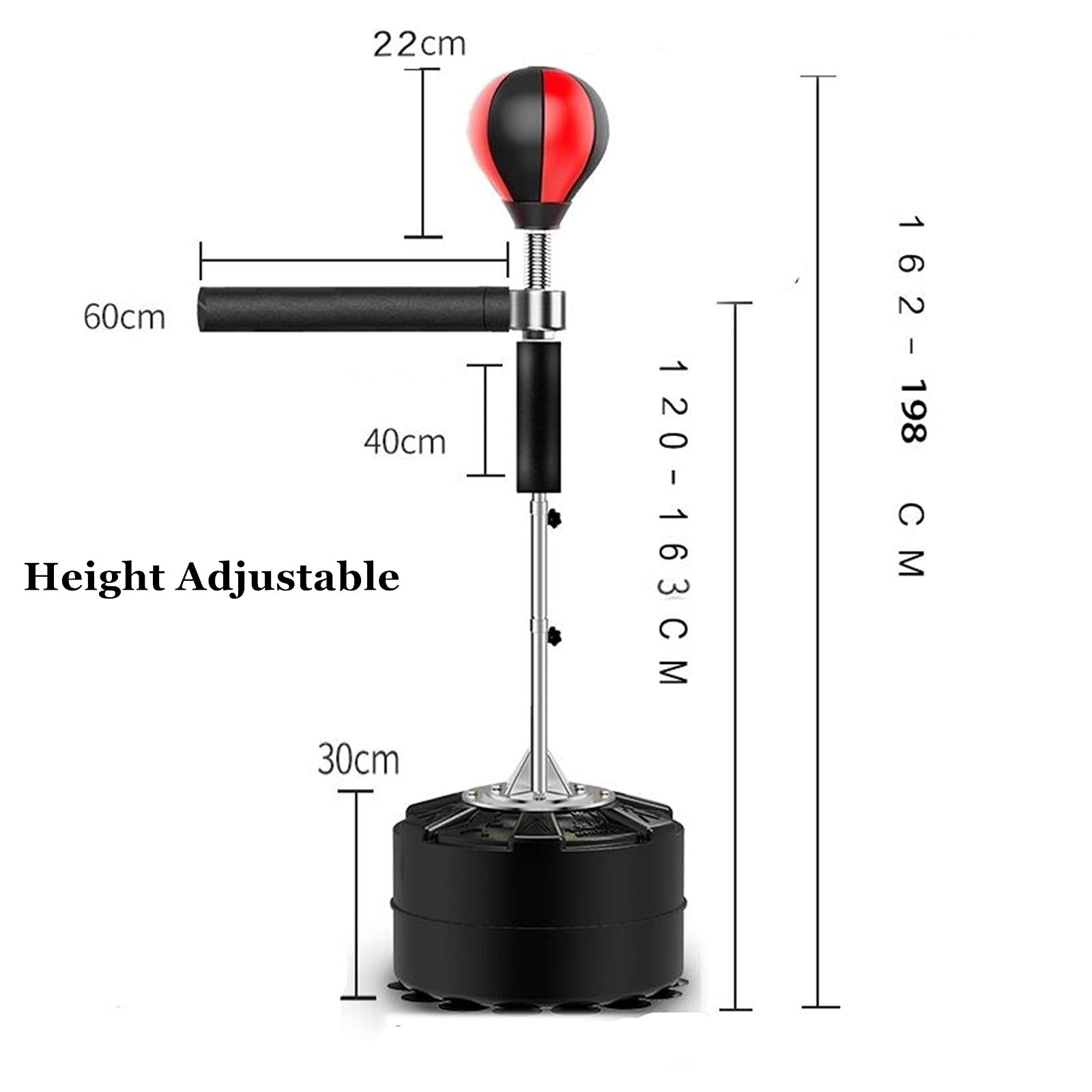 Punching ball 1,62-1,98 m palla da boxe in piedi regolabile in altezza set di sacco da boxe da appoggio set da boxe Sacco da boxe adatto in piedi Boxing Ball Speed ​​Punch per adulti