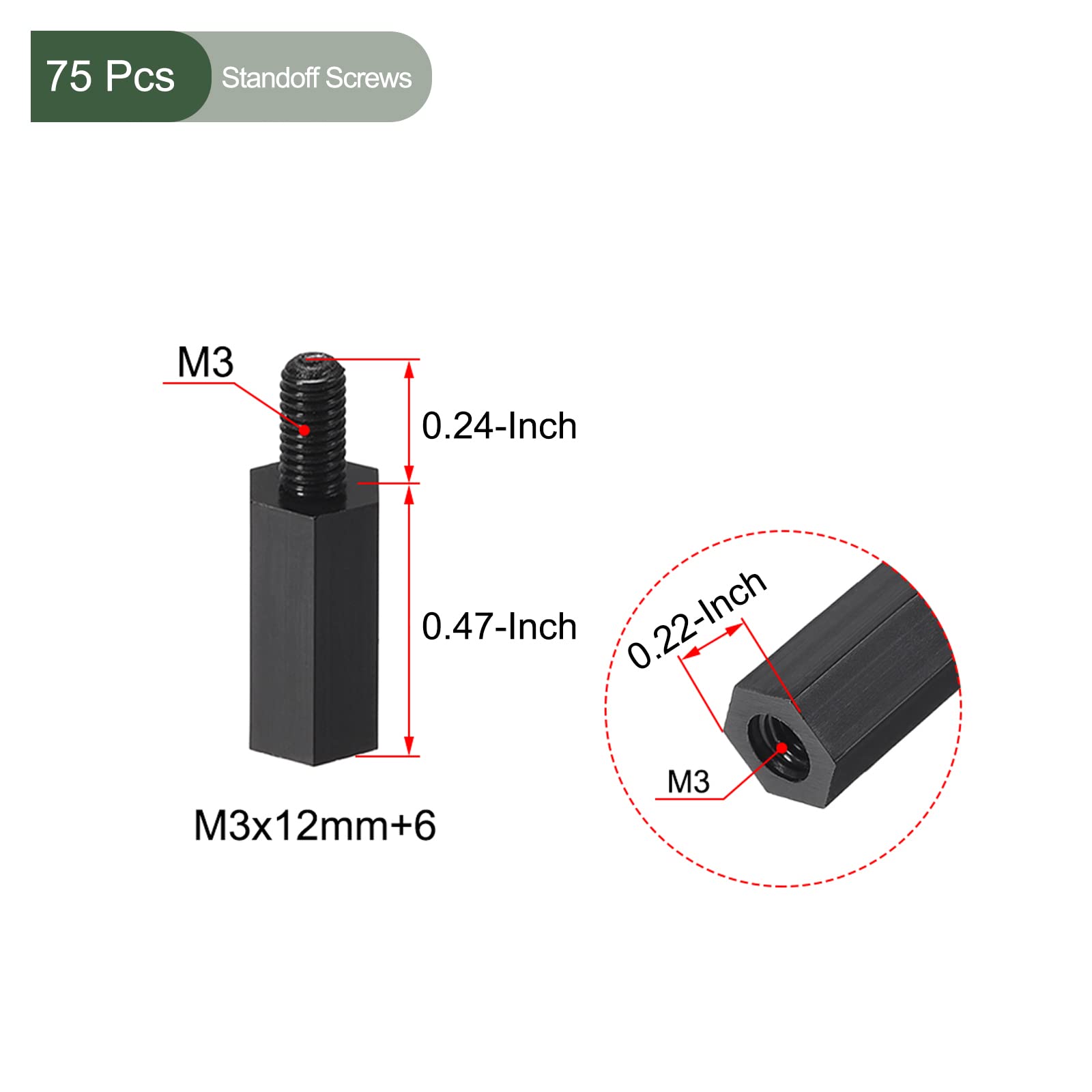 YOKIVE 75 Pcs M3 Standoff Screws, Nylon Hex PCB Standoffs with High Insulation Effect, Keep Height Consistent - Image 2