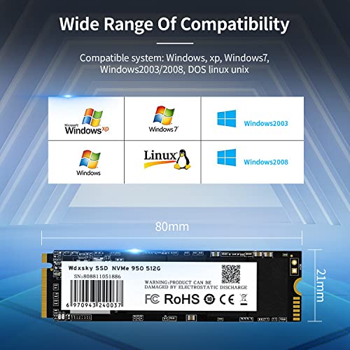 Image of SSD Internal Solid State Drive, 512GB M.2 NVMe SSD, 2500Mbps MAX Read Speed / 1600Mbps Max Write Speed, Internal Solid State Drive for Laptop, Desktop and Gaming PC(320TBW)