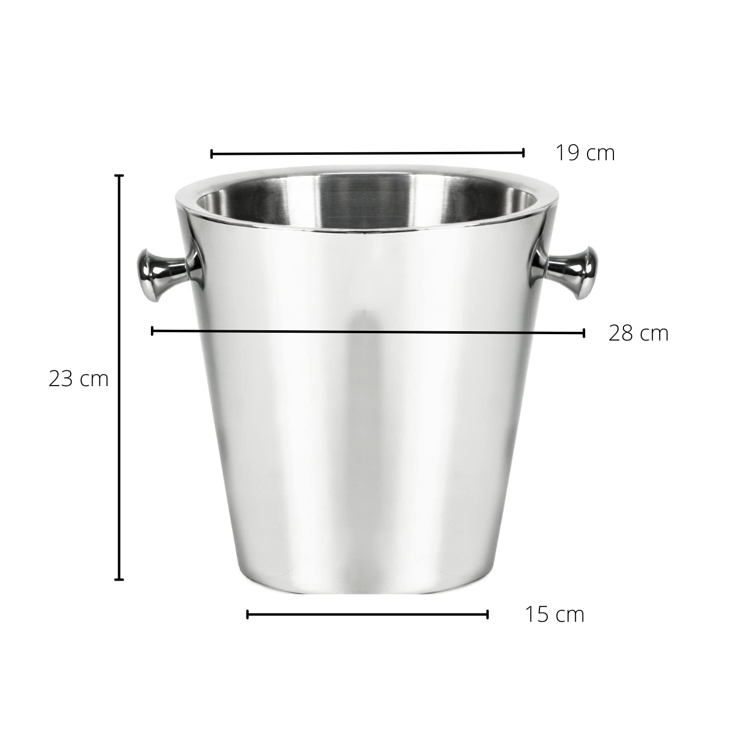 EDZARD Champanera Sevilla (H 23 cm, Ø 22 cm), acero inoxidable pulido espejo, de doble pared, con 2 asas, para 1 botella – enfriador de vino, enfriador de botellas, cubitera