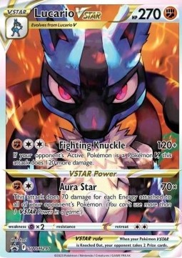 Lucario VSTAR Carte SWSH 291 - Carte unique - Anglais + Heartforcards® Toploader Cover