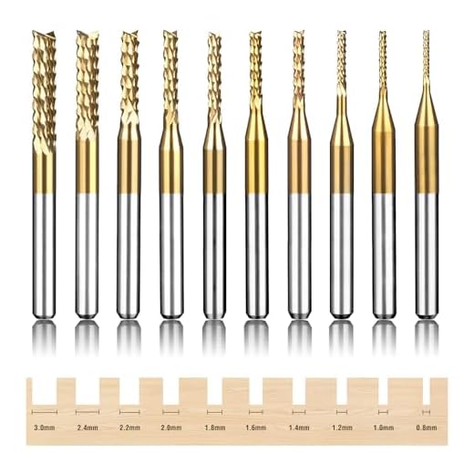 10pcs 0.8-3mm Titanium Coated Engraving Milling Cutter Carbide Bits, 1/8'' Shank for Dremel Rotary Tools by Lukcase