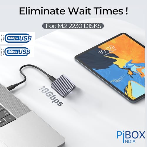 Image of M.2 2230 NVMe SSD Enclosure, PiBOX India, 10Gbps USB 3.2 Gen 2, REALTEK RTL9210 Chipset, CNC Aluminum Cooling Fins, External NVMe Reader, USB-C Interface, M-Key B&M Key Compatible- M2-2230-NE1