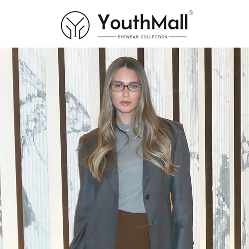Image of Trendy Rectangular Glasses for Women Men Narrow Square Blue Light Blocking Fake Eyewear Y2K Cosplay Glasses