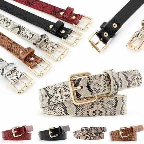 appuivbt Snake Printed Waist Belt PU Leather Belt Women Waist Straps Rectangle Buckle Belt for Jeans Dress2