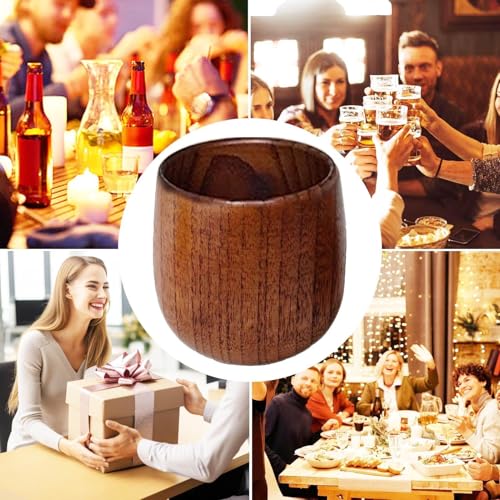 Vaso de madera para beber bourbon anticaídas juego rústico de 2 piezas 5