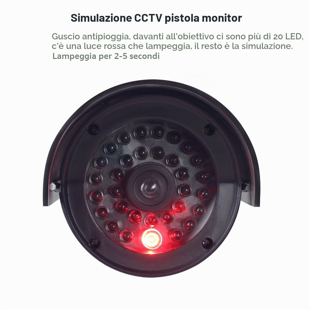 Telecamera di Sicurezza Fittizia TIMESETL con LED Rosso Lampeggiante - Nera