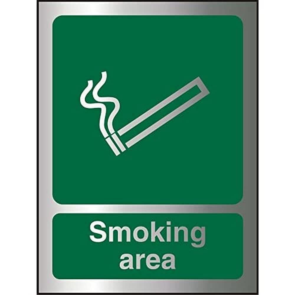 Seco Smoking Area Sign, 150mm x 200mm - 2mm Brushed Aluminium Effect Acrylic