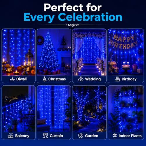 Image of Quace 36 Ft Blue LED Pixel String Light | 360 Blue LED Bulbs with Flexible Wire for Diwali, Christmas, Party & Home Decoration | Fairy Serial Decorative Light | (Pack of 1)