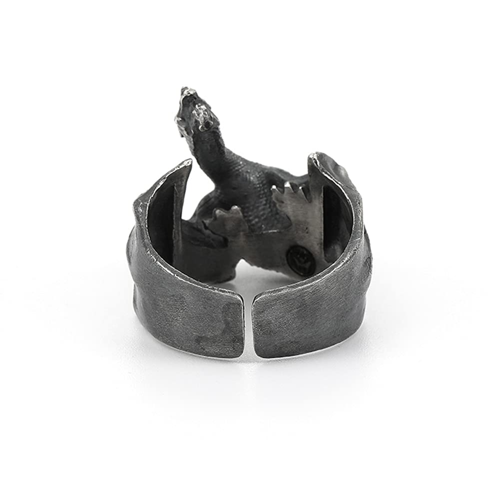 YABEME 925 Sterling Silber Drachenring für Männer, Nordic Viking Vintage Verstellbarer Hochleistungs-Fingeramulettschmuck