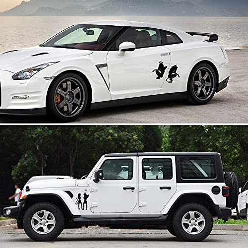 Image of 3 Pairs Sexy Angel and Devil Girl Sticker Naughty Nice Vinyl Good and Evil Die Cut Vinyl Decal for Windows Cars Trucks Bumper Laptops (Angel Devil - Black)