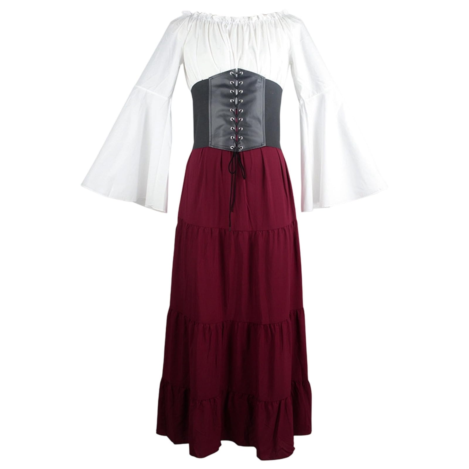 Robe d'halloween élégamment drapée avec Manches Bouffantes, idéale pour Un déguisement Cosplay en 2024.