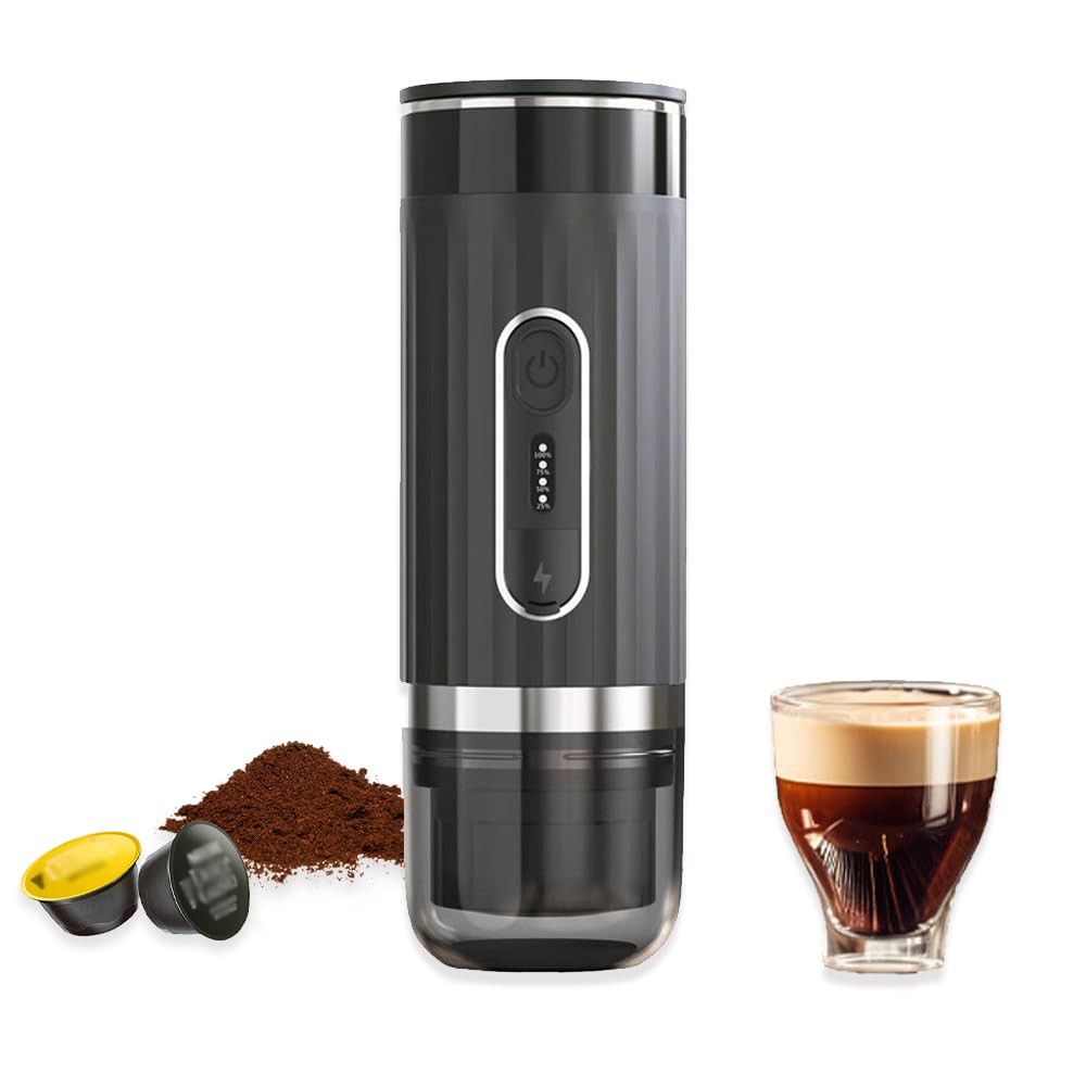 Yunir Caffettiera Piccola, Caffettiera Portatile Autoriscaldante, USB-C, Macchina Portatile, Capsule Originali Compatibili e Compatibili, Mini Caffettiera da Campeggio, Viaggio, Casa