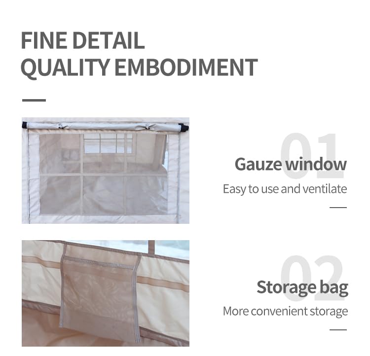 Tienda de campaña inflable, diseño de lujo impermeable para 6 personas, 2 habitaciones, postes de fibra de vidrio independientes, tela de algodón, 3 estaciones, ideal para acampar familiar y aventuras