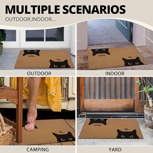 Cute Black Cat Welcome Mat - 30x17in Indoor/Outdoor Decor - Image 7