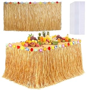 Scinzene Hawaiianischer Tischrock Stroh Gelb Grasrock Dekoration