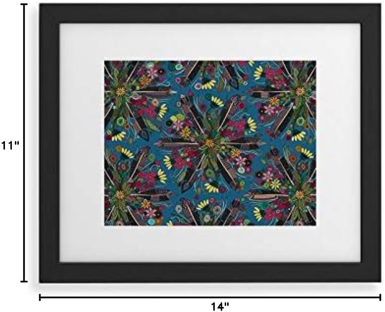 Deny Designs Shanon Turner Framed Art Print, Black Classic (11" x 14"), Bohemian Posy Blue