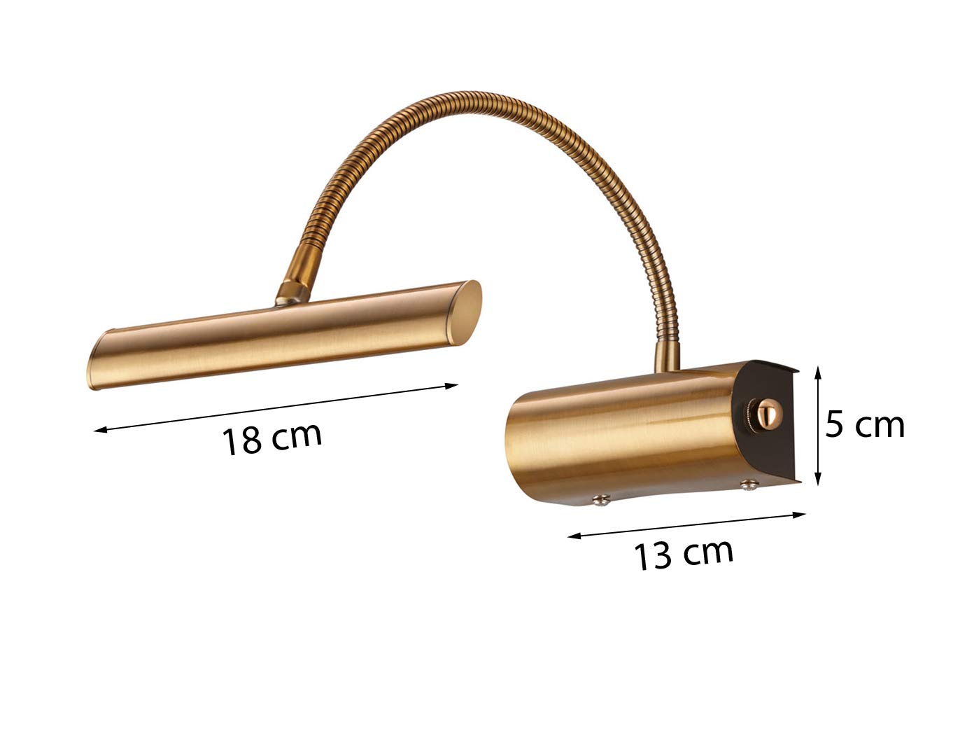 2 lampes modernes à LED - Idéales pour l'éclairage de tableaux - Avec bras flexible en laiton vieilli - Intensité variable via variateur rotatif