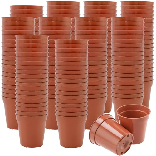 HEIHAK 200 mini macetas de plástico de 5,4 cm, macetas pequeñas de color rojo ladrillo, contenedor en maceta para varias plantas pequeñas