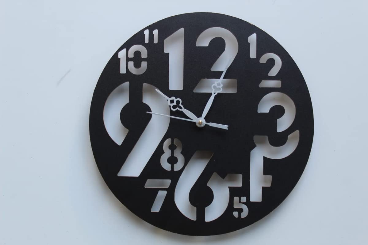 ADY Wooden Wall Clock Modern Creative Unique Design Suitable for Living Room, Bed Room, Home & Office Wall Decoration (Big Numerical Black)