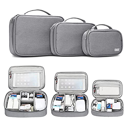 Estuche organizador de viaje portátil para cables USB, cargadores, batería y iPad Mini, 3-set-gray