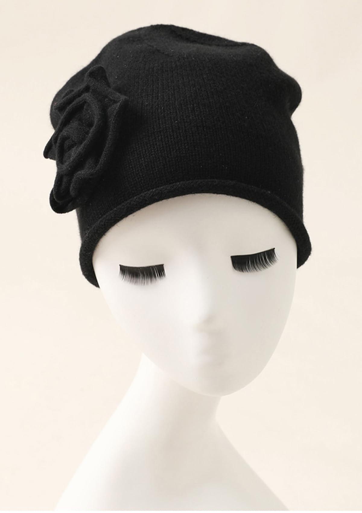 Mujer Conjunto de Gorro Beanie y Guantes de Punto, 100% Cachemira Suave Cálido Sombrero Tejido y Manopla de Dedos Completo con Flor de Ganchillo Hecho a Mano, Invierno 2 en 1 Conjunto Regalo