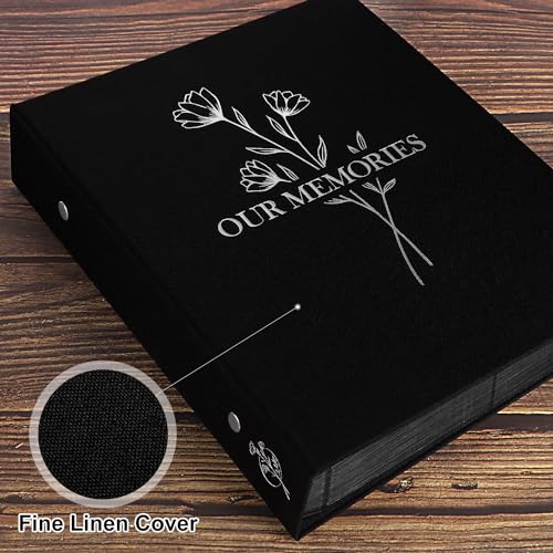 Lanpn Photo Album 6x4 Slip in, OUR MEMORIES Linen 400 Pockets Photo Albums Holds Portrait Only 10x15cm Picture Black - Image 3