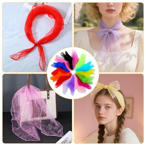 Prasacco 60 Pcs Dance Scarves, 24 x 24 Inches Juggling Scarves 15 Colors Square Juggling Scarf Props Nylon Movement Scarf for Children's Performance and Dance Props4