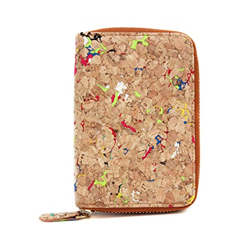 boshiho Korktasche, Kreditkartenhalter Geldbörse Geldbörse Geldbörse Reißverschluss Rundum Design mit Münztasche Umweltfreundliches veganes Geschenk (Multi Cork-S)
