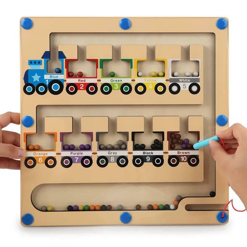 MOROVIK Magnetic Color and Number Maze - Wooden Magnet Board Puzzles Toddler Activities Counting Matching Games Montessori Counting Fine Motor Skills Toys Gifts for (Magnetic Train Color and Number) (B0CR19WZR8) Amazon Price History, Amazon Price Tracker