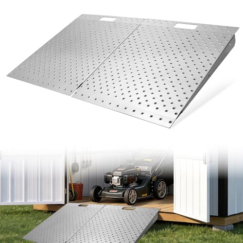 Kryonix Shed Ramp for Riding Mower 2000LBs Heavy-Duty Capacity Shed Loading Ramp 29 L x48 W Anti-Slip Metal Punch Plate Ramps for Sheds Riding Mower Snow Blower Garages & Barns(2pcs)