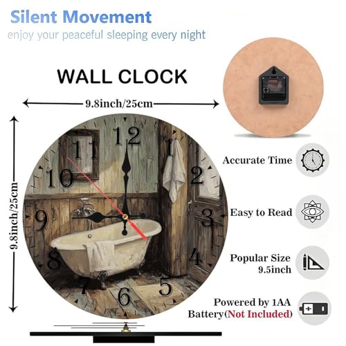 Reloj de pared silencioso de madera 10 pulgadas vintage miniatura 2