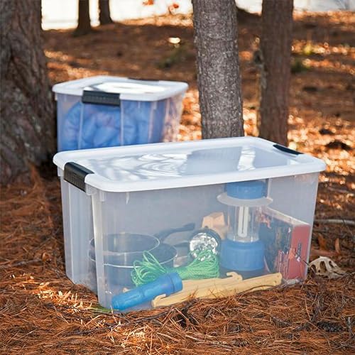 Sterilite 4 Sets of 70-Quart & 6 Sets of 18-Quart Heavy-Duty Stackable Storage Container Tote, Clear Base w/White Latch lid for Home Organization - image 4