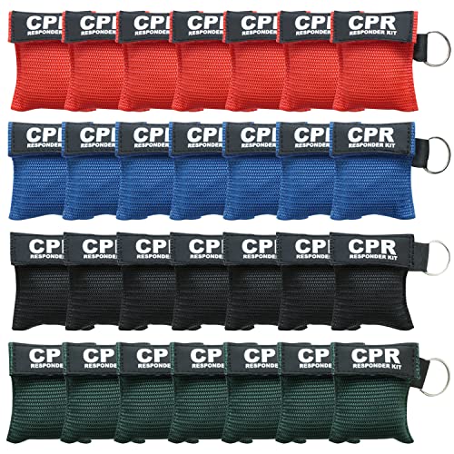 Image of 28pcs CPR Face Shield Mask with Disposable Gloves, CPR Keychain Masks Disposable Emergency Kit for First Aid or CPR Training