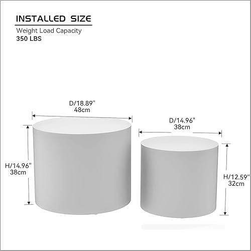 Miniatura 40 de Juego de 2 mesas de centro anidadas, mesas de café redondas de nogal, mesa redonda de madera moderna y mesa auxiliar para espacios pequeños,