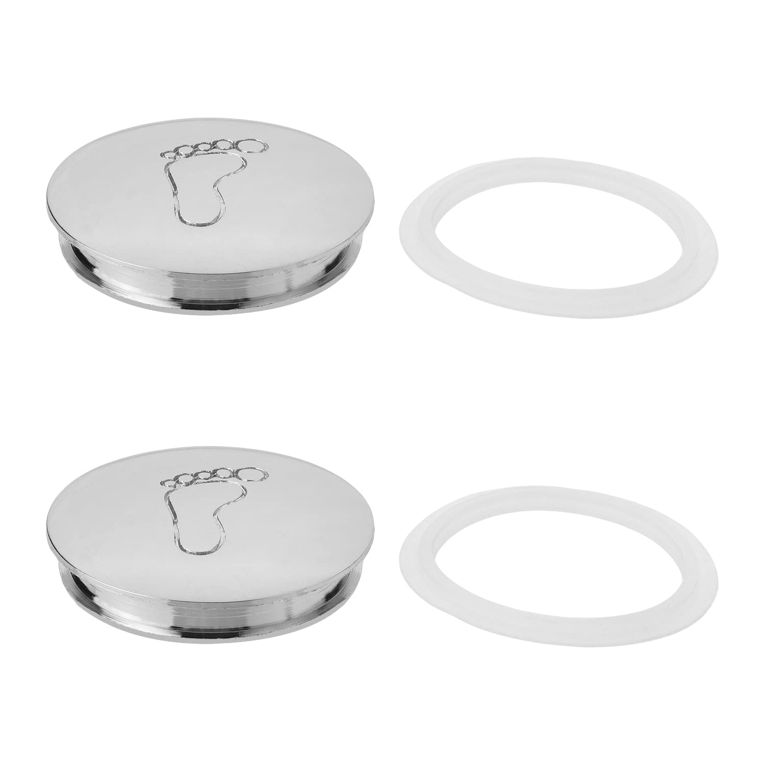 MroMax 2Pcs Basin Sink Click Zinc Alloy 42mm Diameter Pop Up Push Button Drain Stopper Silver Tone