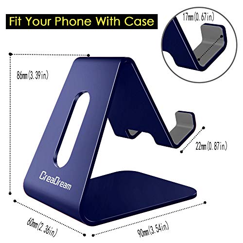 Image of CreaDream Cell Phone Stand, Cradle, Holder,Aluminum Desktop Stand Compatible with Switch, All Smart Phone, iPhone 11 Pro Xs Max Xr X Se 8 7 6 6s Plus SE 5 5s-Navy Blue