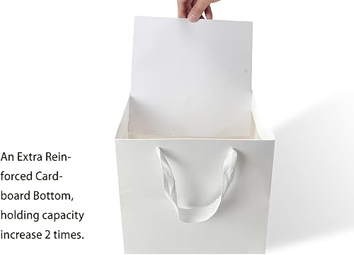 Miniatura 9 de HUAPRINT Bolsas de regalo negras con asas, bolsas de papel negro, paquete de 24 bolsas de compras negras de tamaño cuadrado de 10 x 10 x 10