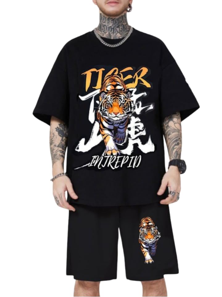 MWA Cotton Blend Casual Round Neck Co-ord Set for Men’s Printed Casual Sleepwear & Loungewear Set & Night Suits Set for Men’s